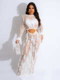 Hollow Out Fringe Handmade Knitted Beach Maxi Dress ZSD-Z0288