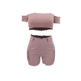 Sexy Solid Color Slim Two Piece Shorts Set YIM-359