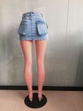 Fashion Pocket Patchwork Denim Skirt LX-3551