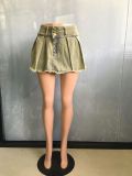 Fake Two-piece Jeans Shorts Pleated Skirt LX-6001