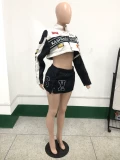 Biker Baseball Short Jacket Two Piece Skirt Set YNSF-2612