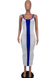 Summer Sleeveless Color Blocking Maxi Dress XHXF-381