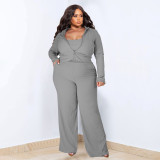 Plus Size Solid Color Sport Casual Three Piece Pants Set NNWF-7935