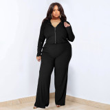 Plus Size Solid Color Sport Casual Three Piece Pants Set NNWF-7935