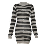 Sexy Knits Contrast Color Mini Dress XEF-32601