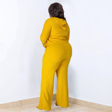 Plus Size Solid Color Sport Casual Three Piece Pants Set NNWF-7935