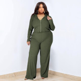 Plus Size Solid Color Sport Casual Three Piece Pants Set NNWF-7935