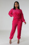 Fashion Sequin Long Sleeve Two Piece Pants Set XHXF-8682
