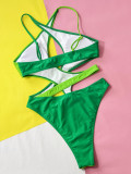Sexy Hollow Out Contrast Color One Piece Swimsuit CSYZ-28