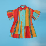 Plus Size Contrast Color Patchwork Shirt Dress NY-10552