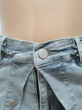 Fashion Buttoned Fake Two Piece Denim Shorts CM-8693