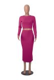 Solid Color Long Sleeve Two Piece Skirts Set MZ-2810