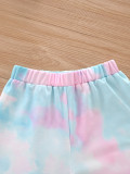 Kids Girl Tie Dye Print Sweatshirt Sport Two Piece Pants Set GYMF-123