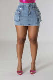 Fashion Pocket Slim Denim MIni Skirt LX-3555