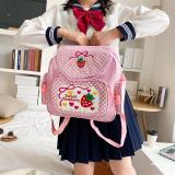 Embroidered Fruit Strawberry Lace Student Both Shoulder Bag HCFB-328599