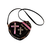 Cross Heart Studded Punk Style Shoulder Bag HCFB-36101