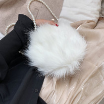 Pearl Chain Tote Shoulder Crossbody Fur Bag HCFB-156121