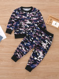 Kids Boy Camouflage Print Sweatshirts Two Piece Pants Set GYMF-120