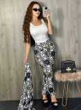 Casual Print Long Cardigan And Pants Two Piece Set CY-2900