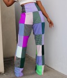 Print Colorful Plaid Casual Pants MDF-5384