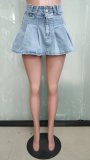 Sexy Slim Denim Pleated Mini Skirt LX-6006