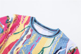 Fashion Print Long Sleeve Shorts Two Piece Set XEF-34425