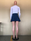 Plus Size Fashion Casual Denim Pleated Skirt OD-D8429