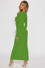 Sexy Hollow Out Long Sleeve Slit Maxi Dress YD-8776