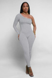 Solid Color Single Shoulder Slim Jumpsuit MZ-2809