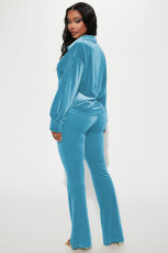 Fashion Solid Color Long Sleeve Slit Pants 2 Piece Set YD-8779