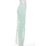 Sexy Hollow Out Knit Tassel Long Skirt XEF-34660