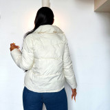 Long Sleeve Standing Collar Solid Color Cotton Jacket FL-23469