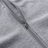 Solid Color Zipper Long Sleeve Casual Tops FL-20292