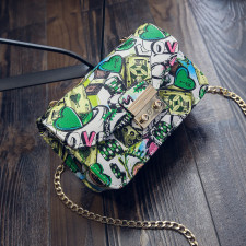 Printed Chain Lock Clasp Crossbody Small Square Bag HCFB-239778