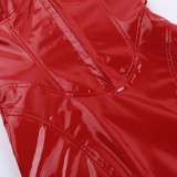 Sexy Wrap Chest Backless Leather Mini Dress FL-23454