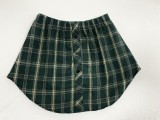 Plus Size Layered Underlay Bottom Half Plaid Skirt GOFY-15888