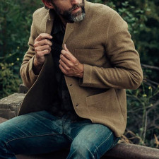 Men Plus Size Solid Color Fashion Single Breasted Jacket Coat GOFY-D25