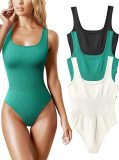 Plus Size U Neck Sleeveless Tank Tight Bodysuit GOFY-130