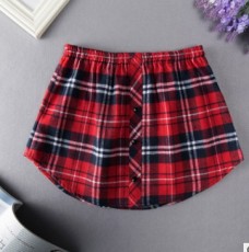 Plus Size Layered Underlay Bottom Half Plaid Skirt GOFY-15888