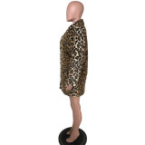 Leopard Print Long Sleeve Loose Plush Jacket NK-8629