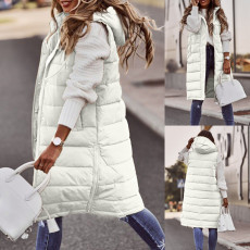 Plus Size Solid Hooded Single Breasted Cotton-padded Clothes Jacket GOFY-BK4567