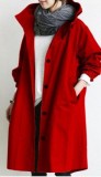 Plus Size Solid Color Long Sleeve Hooded Wind Coat GOFY-X2279
