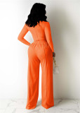 Solid Long Sleeve Two Piece Pants Set FENF-196