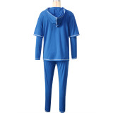 Casual Solid Color Long Sleeve Sport Two Piece Pants Set SH-390814