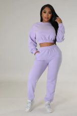 Solid Color Sweatshirt And Pants Casual Two Piece Set FENF-279