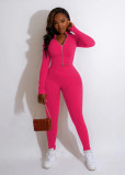 Solid Long Sleeve Zipper 2 Piece Pants Sets FENF-253