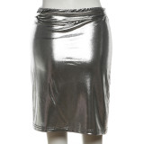 Fashion Glossy Sexy Split Half-body Skirt XEF-35022