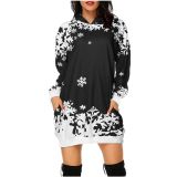 Plus Size Christmas Printed Mid-Length Hooded Sweatshirt GOFY-8868