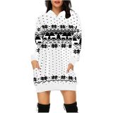 Plus Size Christmas Printed Mid-Length Hooded Sweatshirt GOFY-8868