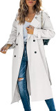 Solid Color Long Sleeve Double Breasted Coat GOFY-888